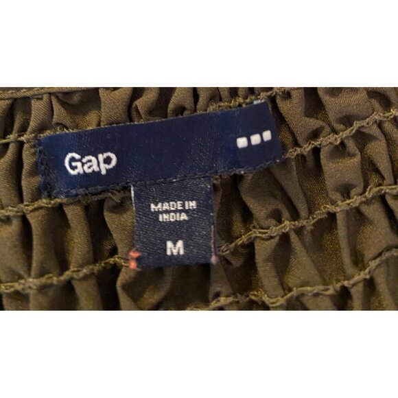 Gap Olive Green Sleeveless Smocked Tank Top Womens Medium - Picture 3 of 9